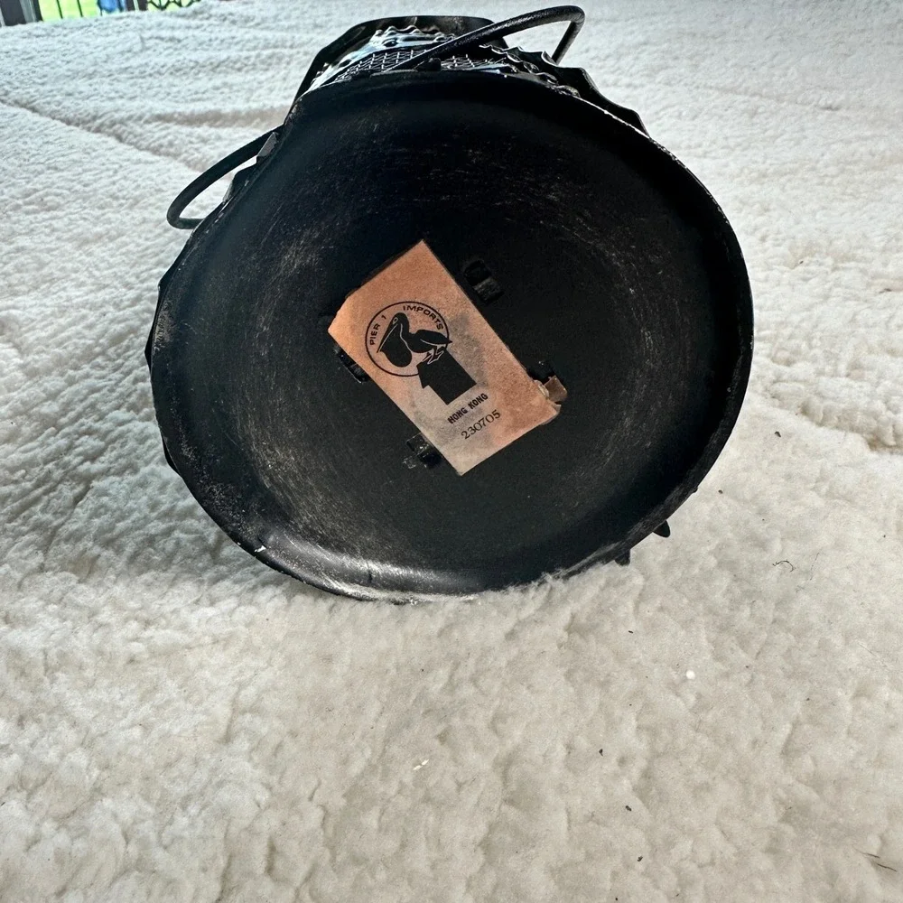 VTG Pier 1 Lantern Unisex OS Black Owl Metal Votive Candle Holder VTG Retro